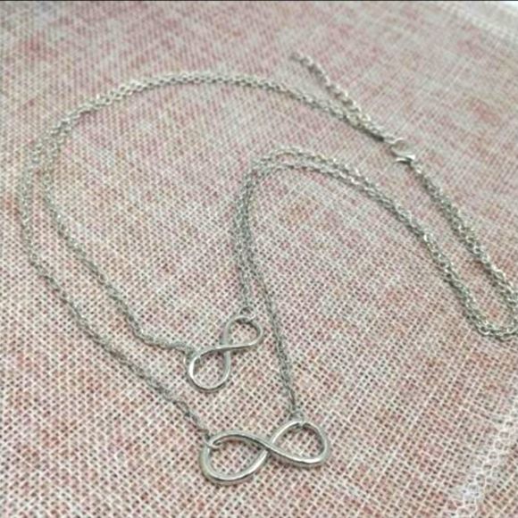 Infinity Double Eights Silver Pendant Necklace New - Picture 2 of 3